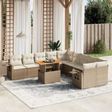 vidaXL 11 részes bézs polyrattan kerti ülőgarnitúra párnákkal kerti bútor