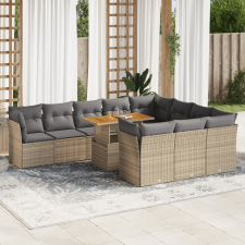 vidaXL 11 részes bézs polyrattan kerti ülőgarnitúra párnákkal kerti bútor