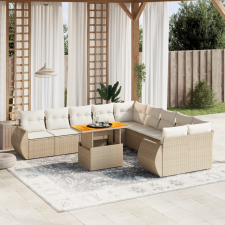 vidaXL 11 részes bézs polyrattan kerti ülőgarnitúra párnákkal kerti bútor