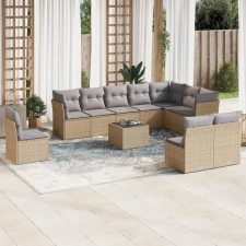 vidaXL 11 részes bézs polyrattan kerti ülőgarnitúra párnákkal kerti bútor