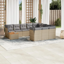 vidaXL 11 részes bézs polyrattan kerti ülőgarnitúra párnákkal kerti bútor
