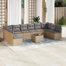 vidaXL 11 részes bézs polyrattan kerti ülőgarnitúra párnákkal kerti bútor