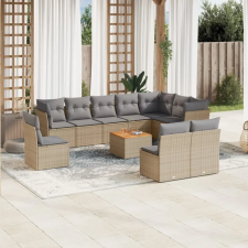 vidaXL 11 részes bézs polyrattan kerti ülőgarnitúra párnákkal kerti bútor