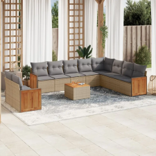 vidaXL 11 részes bézs polyrattan kerti ülőgarnitúra párnákkal kerti bútor
