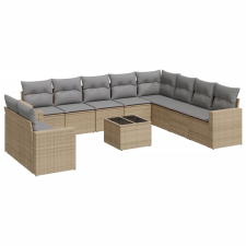 vidaXL 11 részes bézs polyrattan kerti ülőgarnitúra párnákkal (3219169) kerti bútor