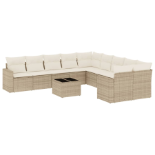 vidaXL 11 részes bézs polyrattan kerti ülőgarnitúra párnákkal (3219508) kerti bútor