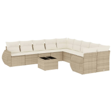 vidaXL 11 részes bézs polyrattan kerti ülőgarnitúra párnákkal (3221917) kerti bútor