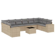 vidaXL 11 részes bézs polyrattan kerti ülőgarnitúra párnákkal (3223078) kerti bútor