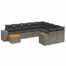 vidaXL 11 részes bézs polyrattan kerti ülőgarnitúra párnákkal (3225632) kerti bútor