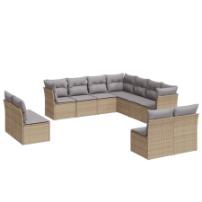 vidaXL 11 részes bézs polyrattan kerti ülőgarnitúra párnákkal (3249658) kerti bútor