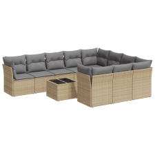 vidaXL 11 részes bézs polyrattan kerti ülőgarnitúra párnákkal (3250068) kerti bútor