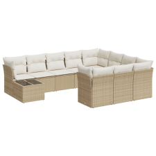 vidaXL 11 részes bézs polyrattan kerti ülőgarnitúra párnákkal (3250097) kerti bútor