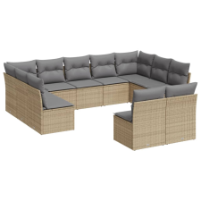 vidaXL 11 részes bézs polyrattan kerti ülőgarnitúra párnákkal (3250188) kerti bútor