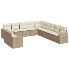 vidaXL 11 részes bézs polyrattan kerti ülőgarnitúra párnákkal (3251525) kerti bútor