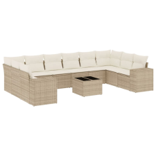 vidaXL 11 részes bézs polyrattan kerti ülőgarnitúra párnákkal (3255415) kerti bútor