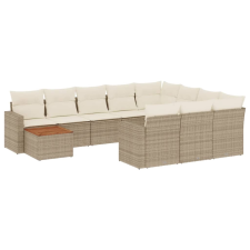 vidaXL 11 részes bézs polyrattan kerti ülőgarnitúra párnákkal (3256639) kerti bútor