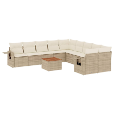 vidaXL 11 részes bézs polyrattan kerti ülőgarnitúra párnákkal (3257087) kerti bútor