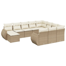 vidaXL 11 részes bézs polyrattan kerti ülőgarnitúra párnákkal (3257521) kerti bútor