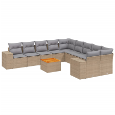 vidaXL 11 részes bézs polyrattan kerti ülőgarnitúra párnákkal (3257970) kerti bútor
