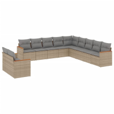 vidaXL 11 részes bézs polyrattan kerti ülőgarnitúra párnákkal (3258531) kerti bútor