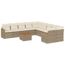vidaXL 11 részes bézs polyrattan kerti ülőgarnitúra párnákkal (3258761) kerti bútor