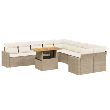 vidaXL 11 részes bézs polyrattan kerti ülőgarnitúra párnákkal (3271506) kerti bútor