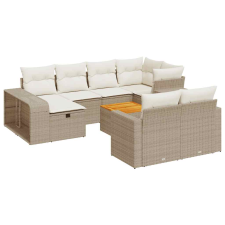 vidaXL 11 részes bézs polyrattan kerti ülőgarnitúra párnákkal (3326082) kerti bútor