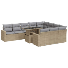 vidaXL 11 részes bézs polyrattan kerti ülőgarnitúra párnákkal (3326390) kerti bútor