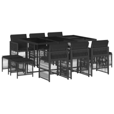 vidaXL 11 részes fekete polyrattan kerti étkezőgarnitúra párnákkal (3210967) kerti bútor