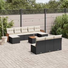vidaXL 11 részes fekete polyrattan kerti ülőgarnitúra párnákkal kerti bútor