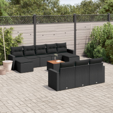 vidaXL 11 részes fekete polyrattan kerti ülőgarnitúra párnákkal kerti bútor