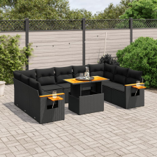 vidaXL 11 részes fekete polyrattan kerti ülőgarnitúra párnákkal kerti bútor
