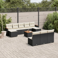 vidaXL 11 részes fekete polyrattan kerti ülőgarnitúra párnákkal kerti bútor