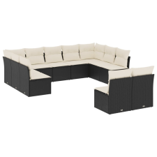 vidaXL 11 részes fekete polyrattan kerti ülőgarnitúra párnákkal (3218346) kerti bútor