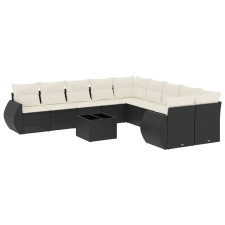 vidaXL 11 részes fekete polyrattan kerti ülőgarnitúra párnákkal (3221915) kerti bútor