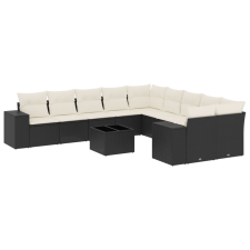 vidaXL 11 részes fekete polyrattan kerti ülőgarnitúra párnákkal (3223115) kerti bútor