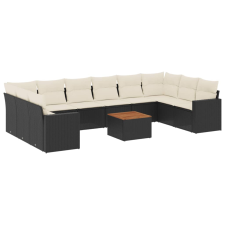 vidaXL 11 részes fekete polyrattan kerti ülőgarnitúra párnákkal (3224292) kerti bútor