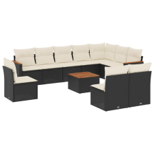 vidaXL 11 részes fekete polyrattan kerti ülőgarnitúra párnákkal (3226077) kerti bútor