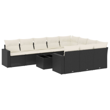 vidaXL 11 részes fekete polyrattan kerti ülőgarnitúra párnákkal (3251833) kerti bútor