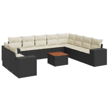 vidaXL 11 részes fekete polyrattan kerti ülőgarnitúra párnákkal (3257848) kerti bútor