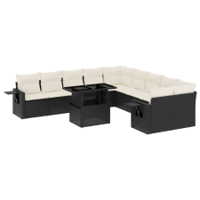 vidaXL 11 részes fekete polyrattan kerti ülőgarnitúra párnákkal (3268166) kerti bútor