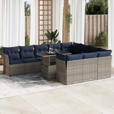 vidaXL 11 részes szürke polyrattan akácfa kerti ülőgarnitúra párnákkal kerti bútor