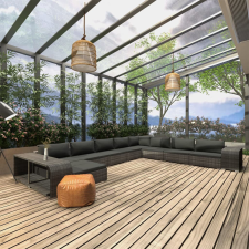 vidaXL 11-részes szürke polyrattan kerti bútorszett párnákkal kerti bútor