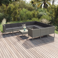 vidaXL 11 részes szürke polyrattan kerti ülőgarnitúra párnákkal kerti bútor
