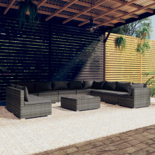 vidaXL 11 részes szürke polyrattan kerti ülőgarnitúra párnákkal kerti bútor