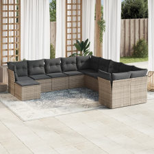 vidaXL 11 részes szürke polyrattan kerti ülőgarnitúra párnákkal kerti bútor