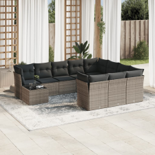 vidaXL 11 részes szürke polyrattan kerti ülőgarnitúra párnákkal kerti bútor