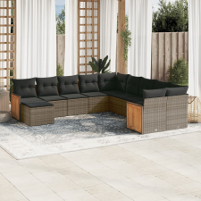 vidaXL 11 részes szürke polyrattan kerti ülőgarnitúra párnákkal kerti bútor