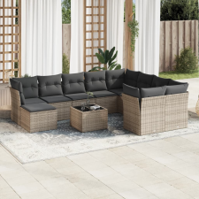 vidaXL 11 részes szürke polyrattan kerti ülőgarnitúra párnákkal kerti bútor