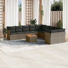 vidaXL 11 részes szürke polyrattan kerti ülőgarnitúra párnákkal kerti bútor